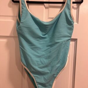 LainSnow Aqua One Piece Swimsuit with White Accents